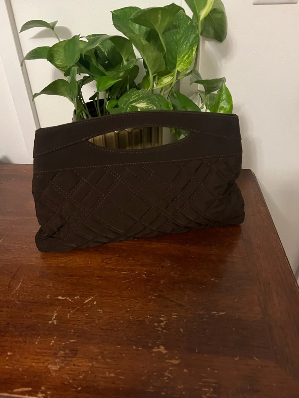 Vera Bradley Black Quilted Brown zebra lining inside Clutch